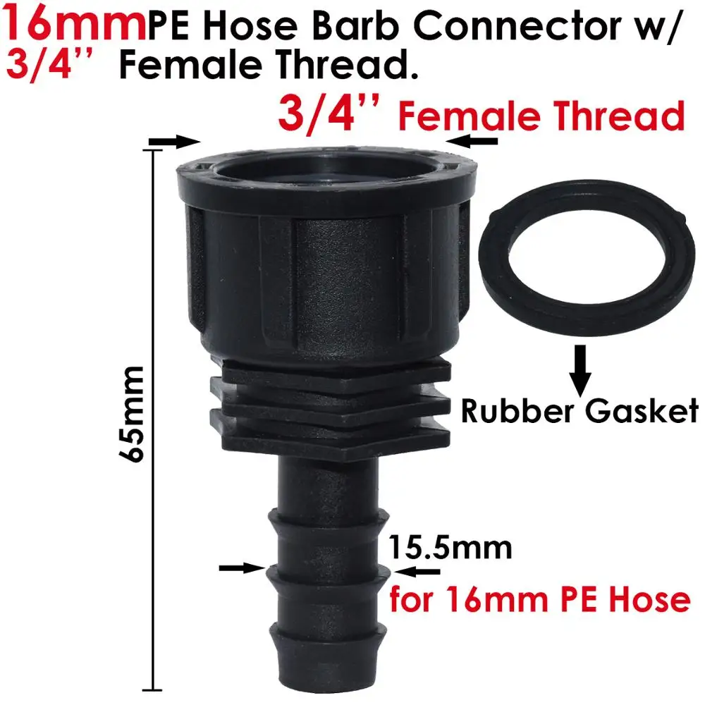 KESLA 4PCS 1/2" 3/4" Female Thread Connector To Barb 16mm 20mm PE Hose Adapter Irrigation Planter Drip System Garden Pipe Repair | Дом и