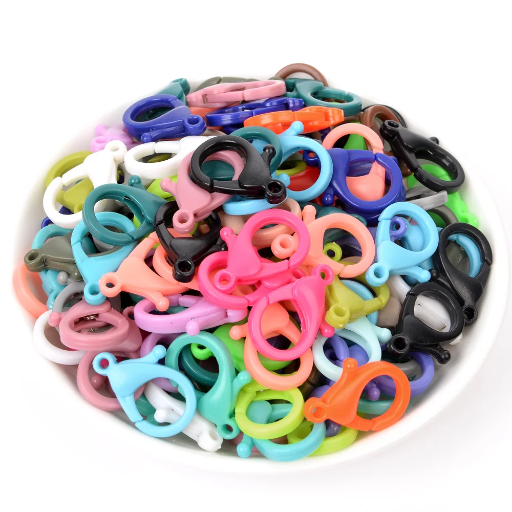 20Pcs/Lot 2 Sizes 25 Colors Mixed Classic Plastic Lobster Clasp Keychain Hooks End Connectors for DIY Jewelry Making Accessories | Украшения
