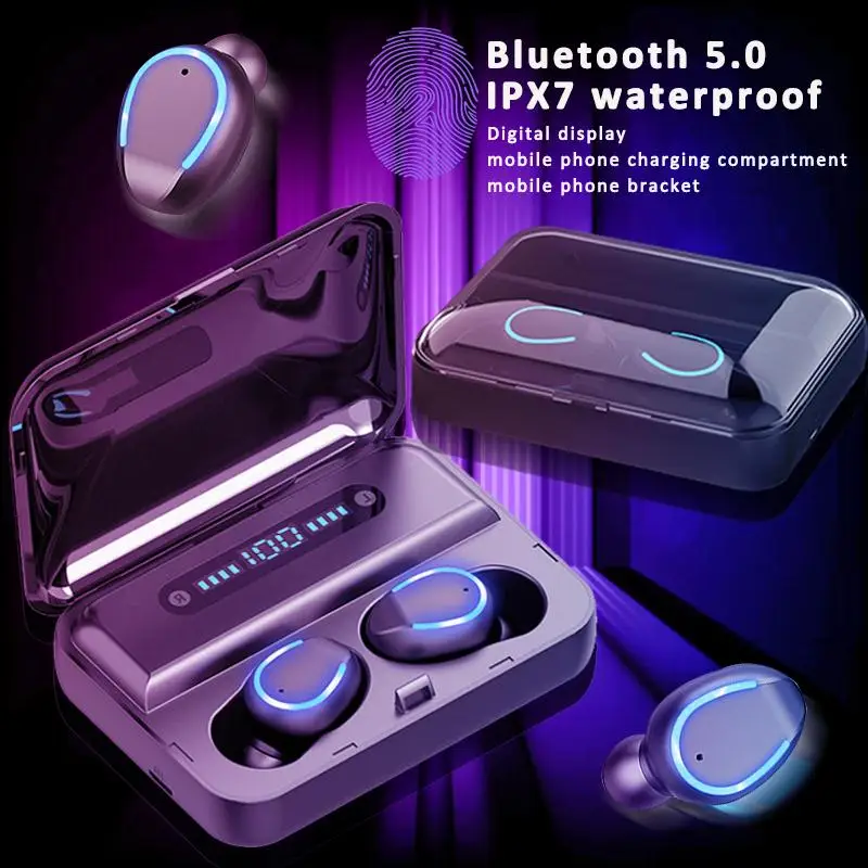 Беспроводной Bluetooth наушники мини невидимый светодиодный Мощность цифровой
