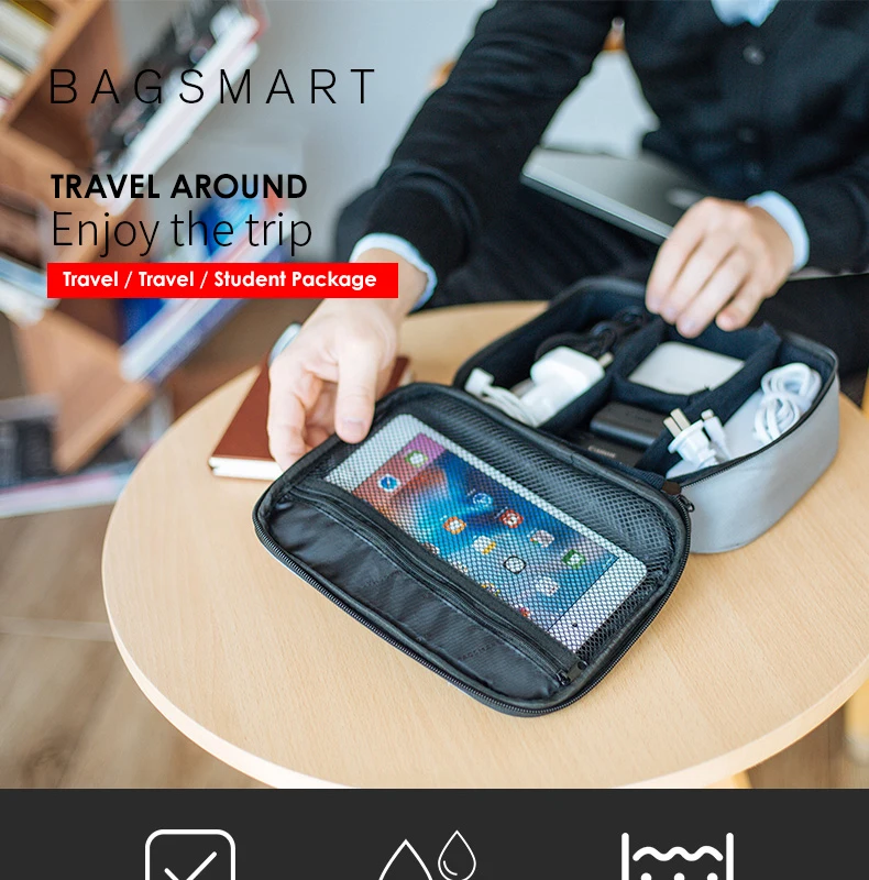 BAGSMART электронные аксессуары сумка-Органайзер для наушников кабели для передачи данных USB iPad зарядное устройство для сотового телефона Электроника органайзер для путешествий