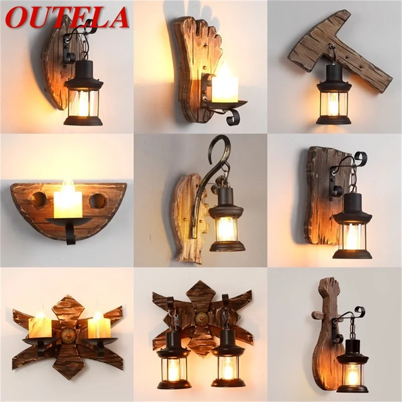 

OUTELA Classical Retro Wall Lights Loft Sconces LED Lamps Fixtures for Home Bar Cafe Decoration