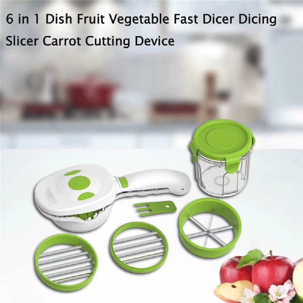 Cortador de verduras 5 en 1 de acero inoxidable, cortador mágico de verduras 5 en 1, cortador multifuncional de cebolla, 2020