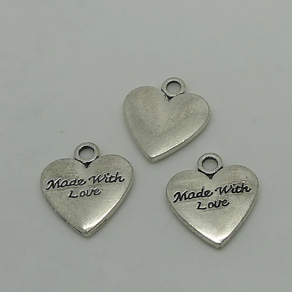 

4pcs 19x20mm Heart Accessories for bracelets antique silver color