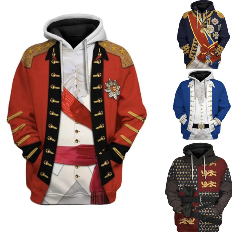 Adult Medieval costume hoody Funny Cosplay Historical Figures Henry Clinton King sweater Renaissance party costume plus size 5X