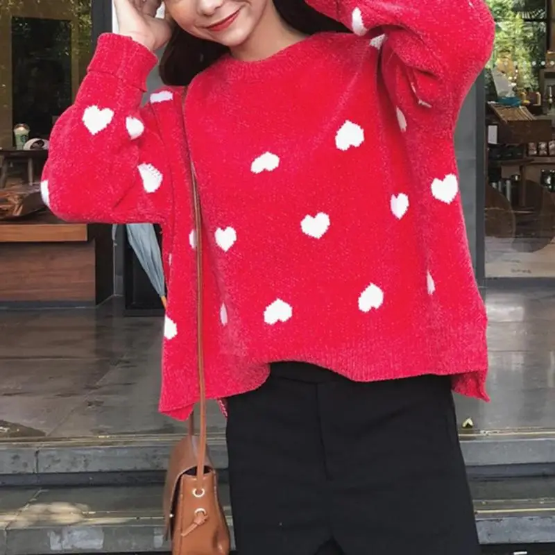 Корейские женские свободные топы с длинными рукавами и принтом Love