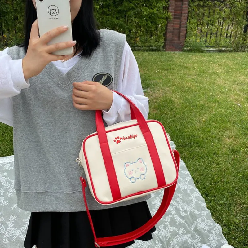 

Japanese PU Shoulder Bag Cute Girls Messenger Bag School Bags Leather Handbags Fashion Travel Casual Tote New 2021