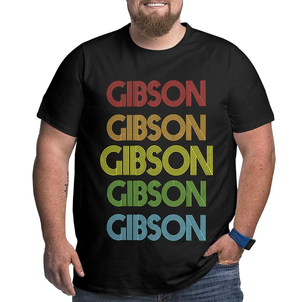 

Gibson Five Kinds Of Colour Logo T-shirt Brand Loose Summer Half-sleeved Trend Streetwear Oversized t-shirt 6xl 5xl