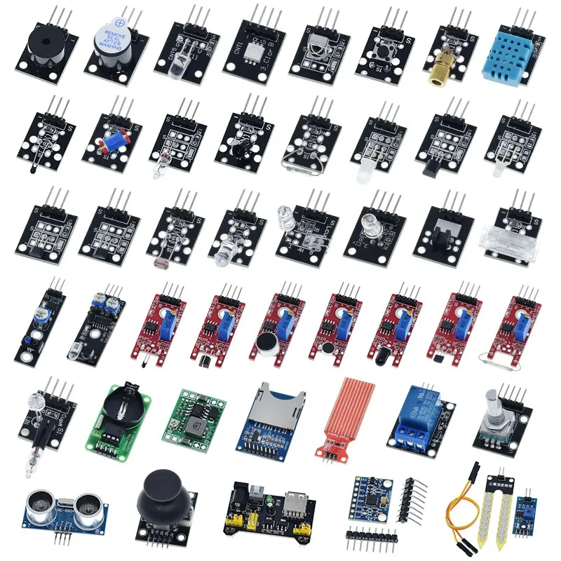 Для Arduino 45 видов датчиков s DHT11 HC-SR04 KY-008 KY-022 KY-023 KY-037 модуль датчика дождя почвы UNO R3
