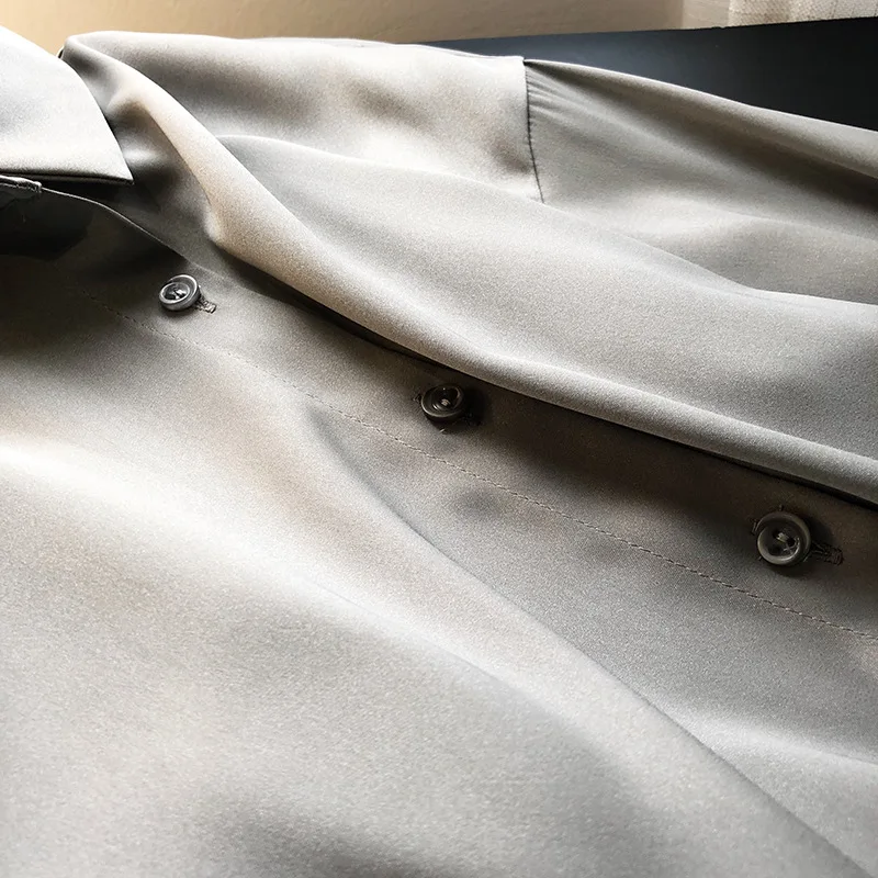 

Elegant Women Office Blouse Shirt Tops Ladies Turn Down Collar Silk Blouse Shirt Female Long Sleeve Blouse for Spring Autumn OL