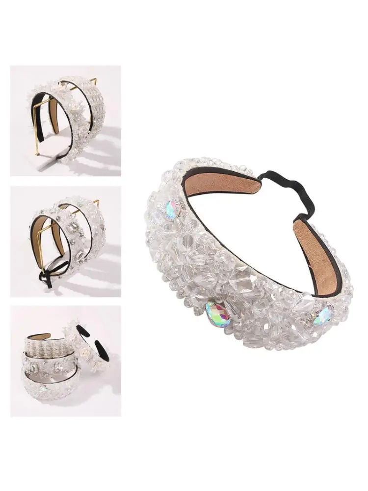 

Свадебные ювелирные изделия для невесты, головная повязка с прозрачными кристаллами и бусинами, цветочный обруч для волос, Корона