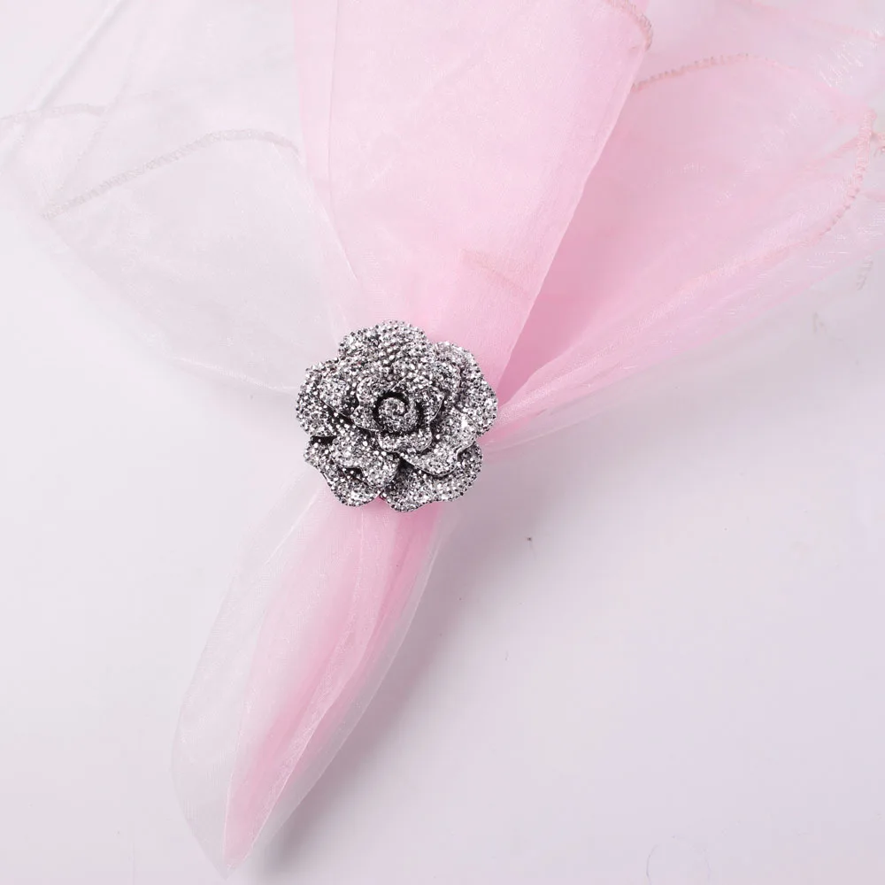 

12/PCS supply wedding rose flower napkin ring, resin starry napkin buckle model room napkin ring