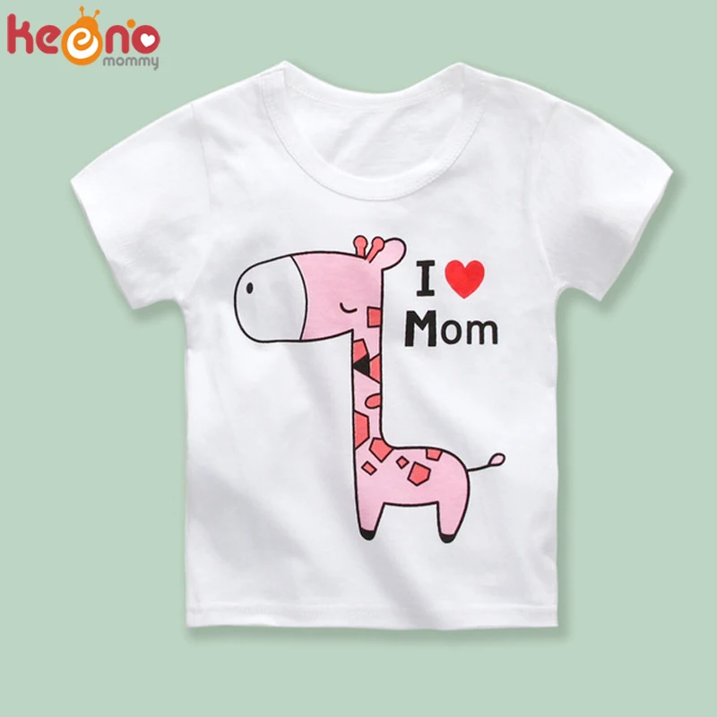 Белая Повседневная футболка с принтом животных для мальчиков и девочек летняя