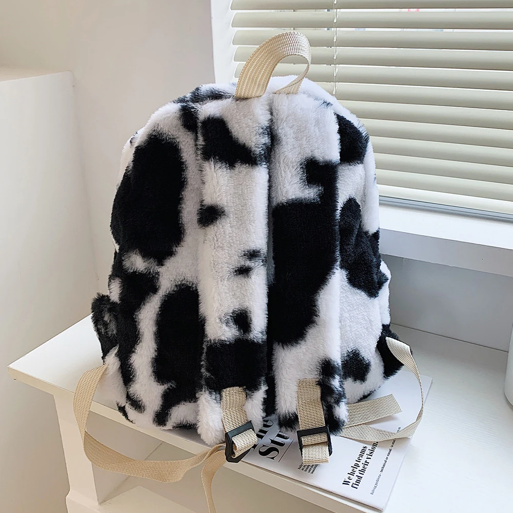 Женские рюкзаки с леопардовым принтом мягкие плюшевые школьные ранцы в стиле