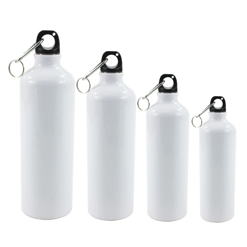

400/500/600/750ml White Blank Sublimation Water Bottle with Carabiner Aluminum Outdoor Sport Kettle for Heat Press Print