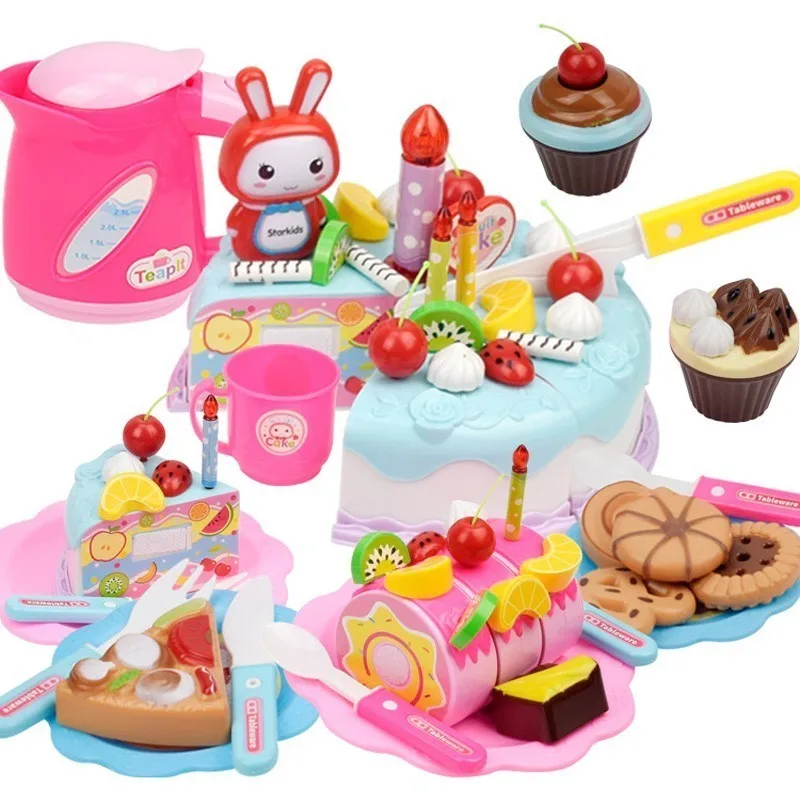 Игрушка «сделай сам», фруктовая нарезка, торт на день рождения, кухонные игрушки, игрушка «сделай сам», розовый, синий, подарок для девочек, д... от AliExpress WW
