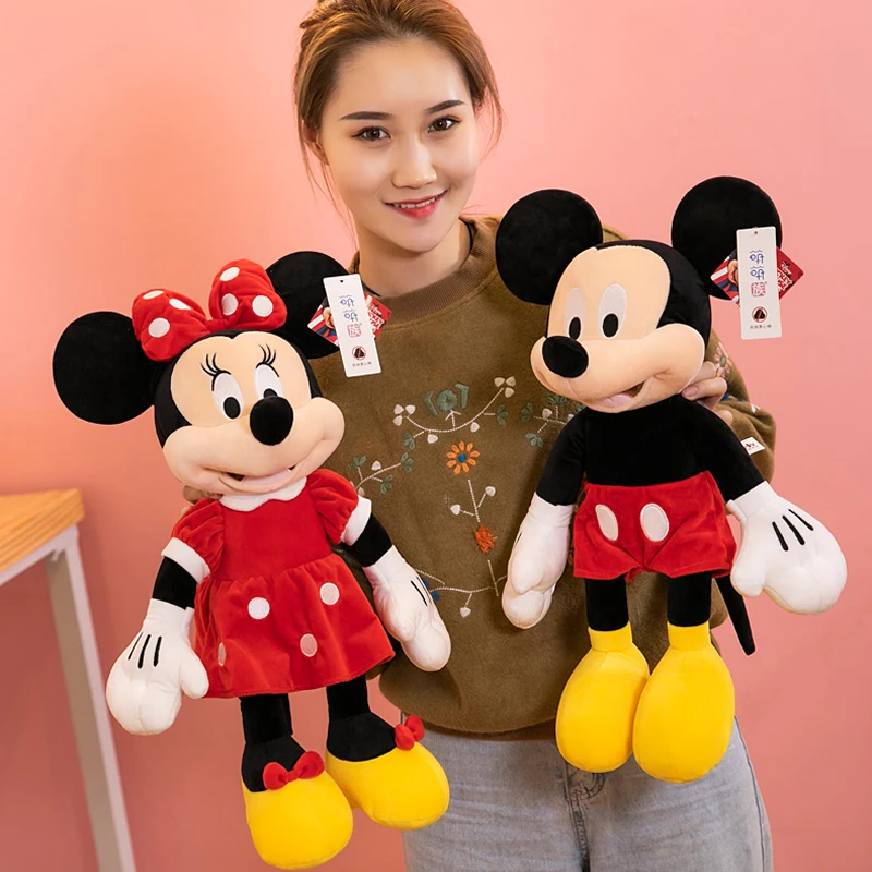 Disney Оригинальные Плюшевые игрушки Микки Маус и красные Минни животные мягкие