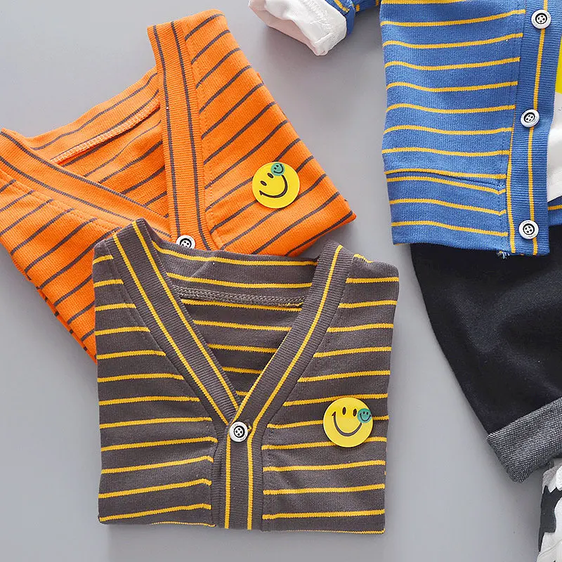 

Children Cotton Clothes Spring Autumn Baby Boy Girl T Shirts strips Coat Pants 3Pcs/sets Infant Kids Fashion Toddler Tracksuits
