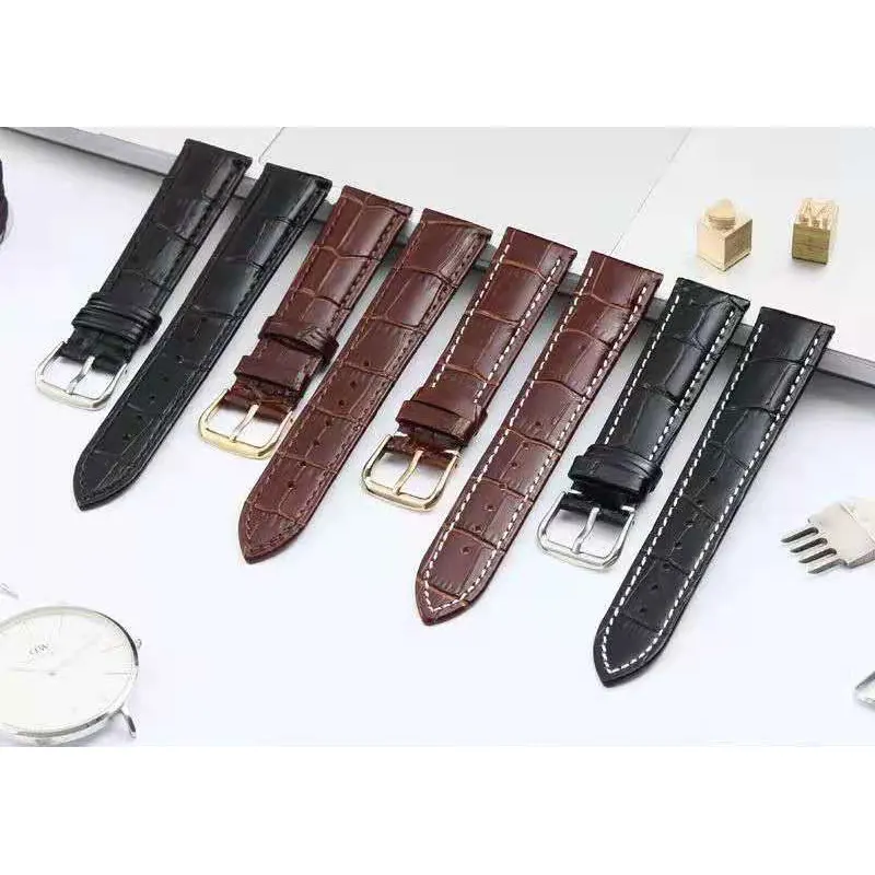 

Fashion men's and women's calfskin watch with pin buckle leather deodorant comfortable soft watch strap bracelet