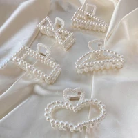 hair claw elegant hair accessories imitation pearl ponytail holder large jaw clip for hair styling