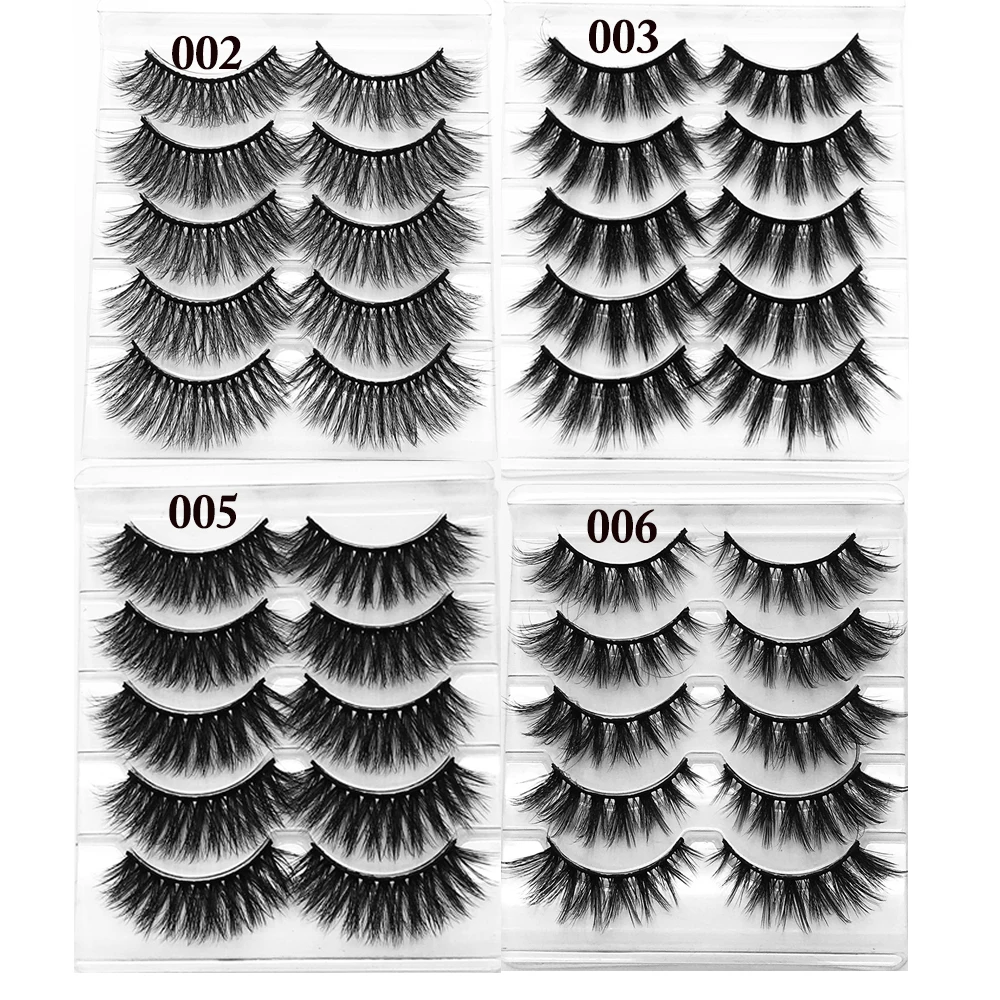 5 пар смешанных/единичных стилей Накладные ресницы с пушистым удлинением