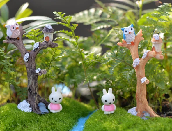 В виде дерева из смолы ветви миниатюрных моделей сова модель корабля бонсай