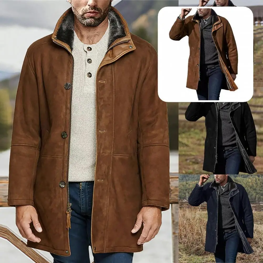 

Отличное привлекательное зимнее пальто средней длины с отворотами, 3 цвета, устойчивое к выцветанию, мужское пальто, Повседневная ветровка