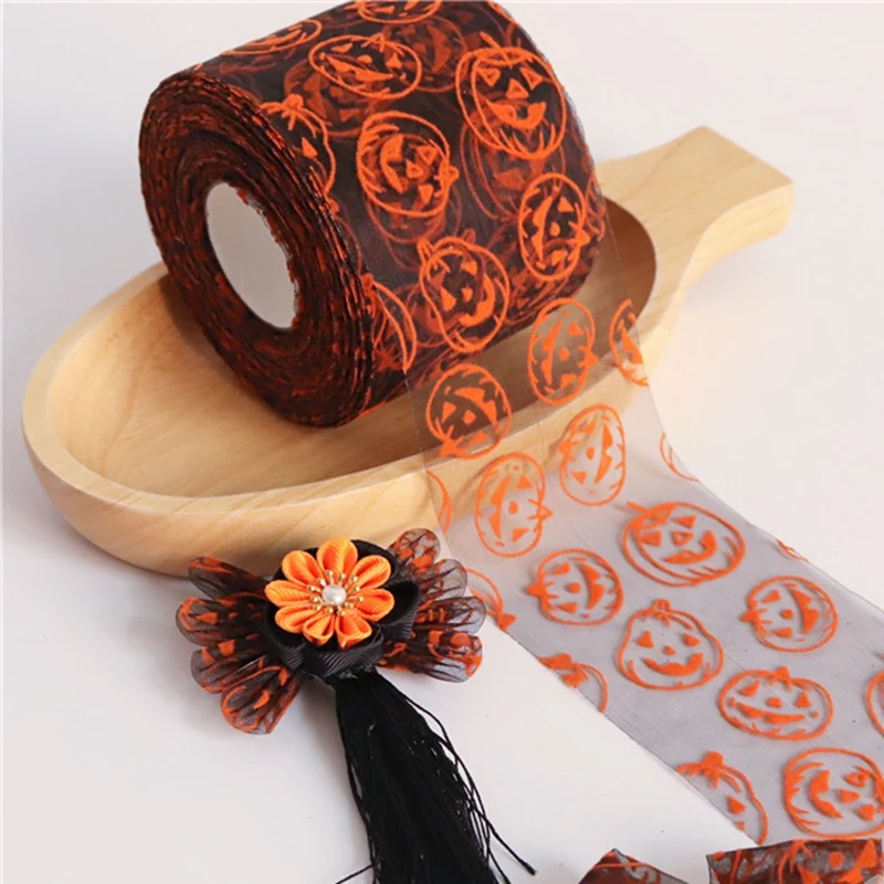 7 см * 10 ярдов Хэллоуин деко рулон ленты с Тыквой и пауком принты для Хэллоуина