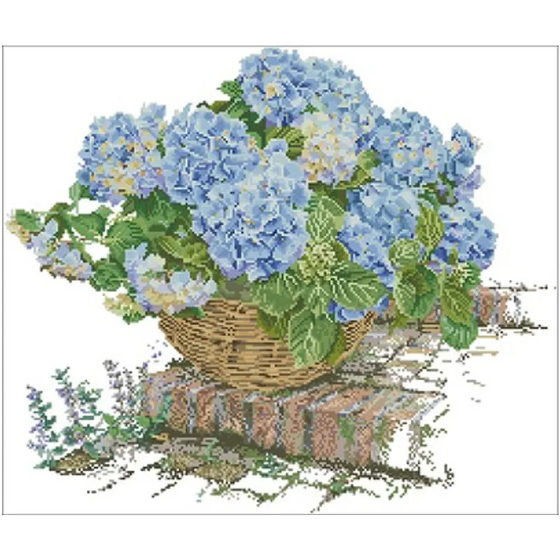 

Blue hydrangea patterns Counted Cross Stitch 11CT 14CT 18CT 28CT DIY Chinese Cross Stitch Kit Embroidery Needlework Sets