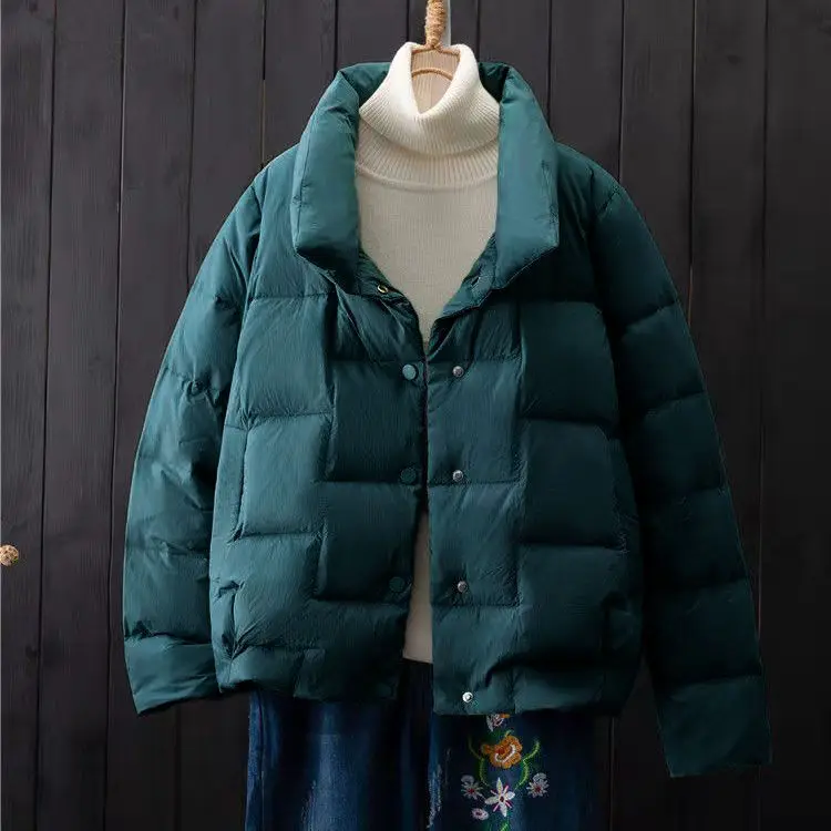 2023 Women Solid Thick Parkas Female Winter Zipper Pockets Ladies Warm Elegant Coat Jackets Standard Collar Overcoat Parka H875