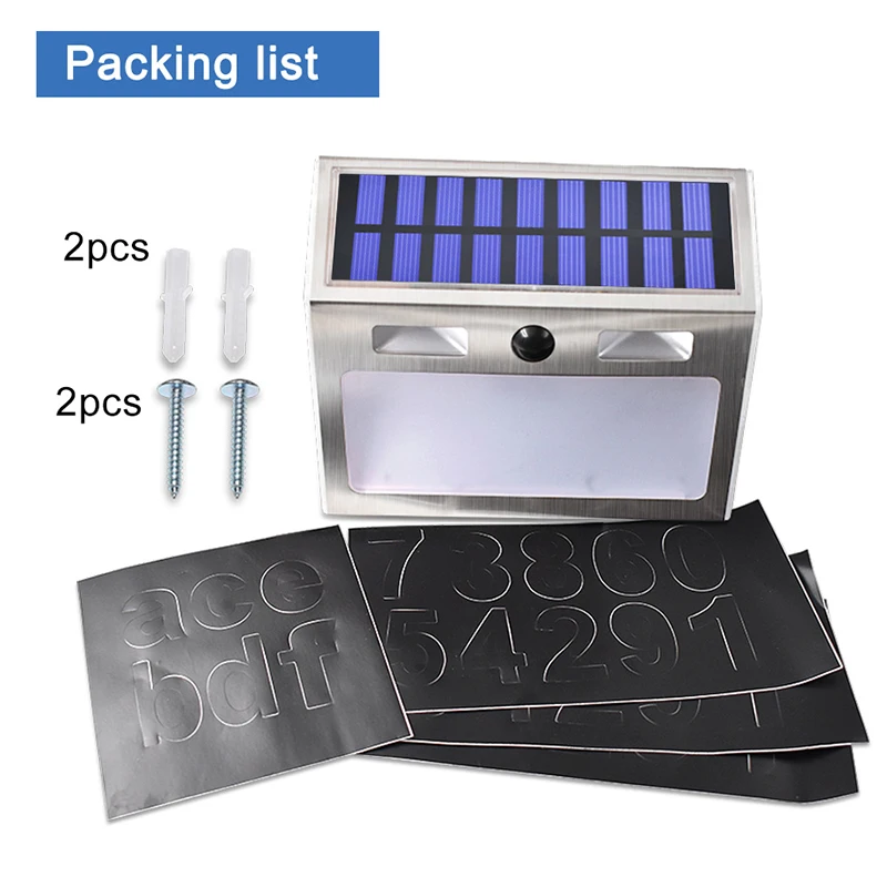 Solar Powered LED House Address Number Stainless Steel Doorplate Light With Motion Sensor For Garden Home Yard Door | Лампы и