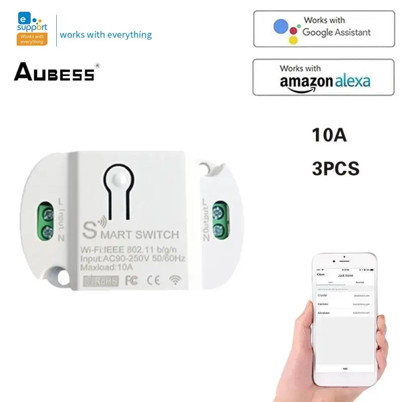 

AubessWiFi Bluetooth-совместимый умный выключатель света, универсальный беспроводной пульт дистанционного управления с помощью приложения таймер в...