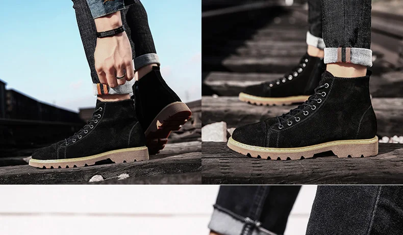 Мужские кожаные ботинки Dr Martins Martens; Зимние ботильоны; Безопасная рабочая обувь; botas hombre Zapatos De Seguridad Safty; обувь размера плюс 48