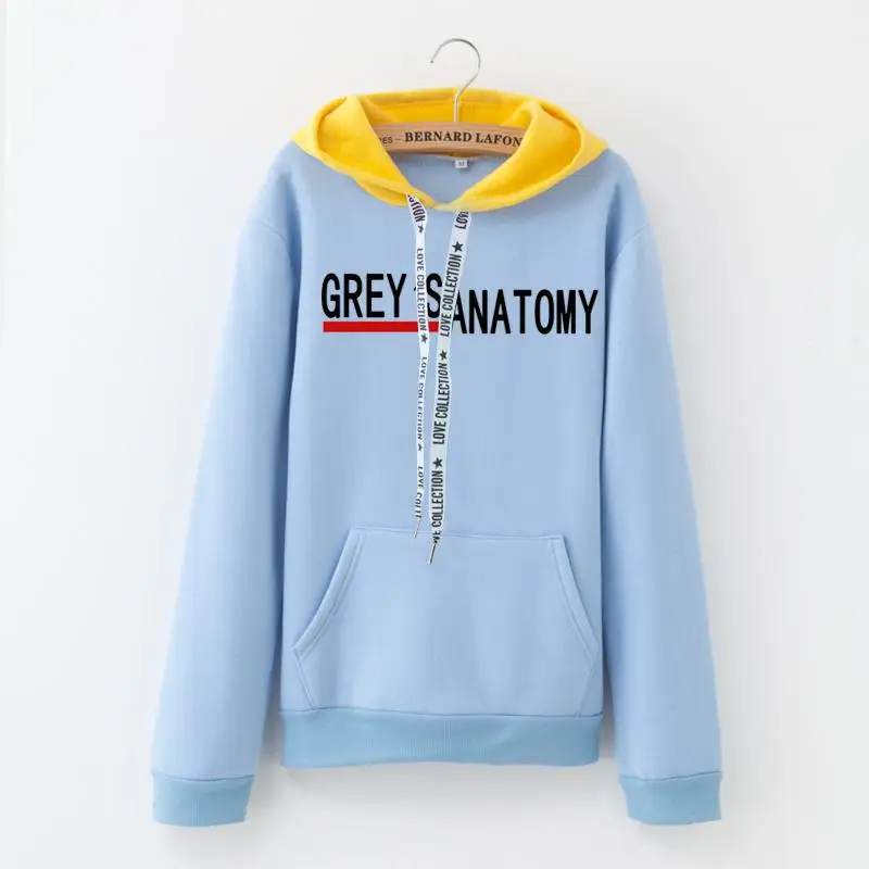 LANSHANQUE толстовки женские осень GREYS Anatomy с буквенным принтом цветная подходящая Футболка Модные Хлопковые женские топы - Цвет: 1008