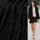 Ткань, французская твидовая черная клетчатая ткань, осенняя куртка, платье, Женская ткань для шитья, бесплатная доставка