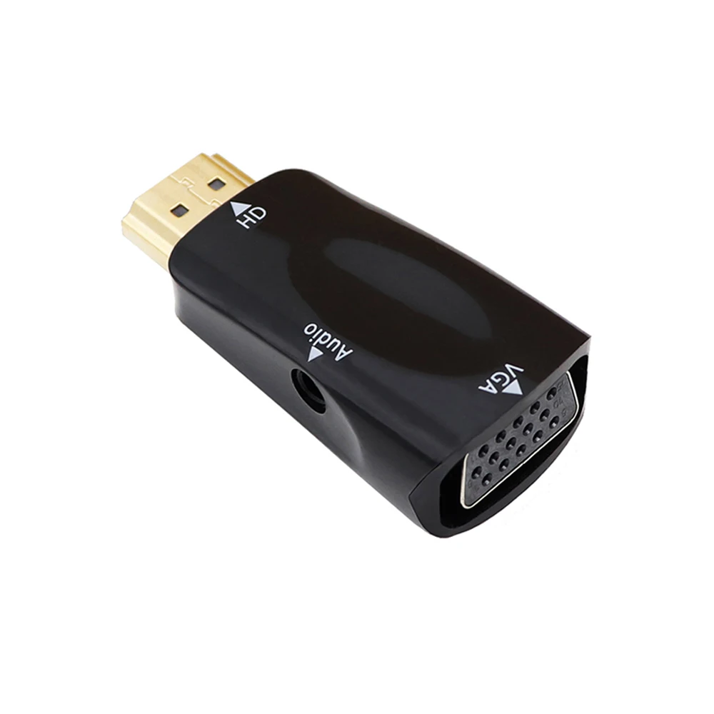 

New Male To Female HDMI-compatible To VGA Adapter HD 1080P Audio Cable Converter for PC Laptop TV Box Computer Display Projector