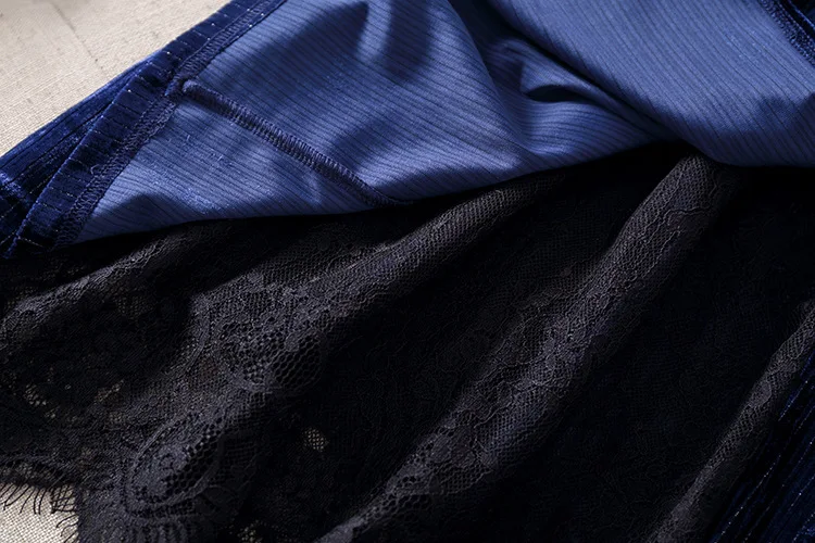 Autumn Winter Navy Blue Casual Velvet Women Long Sleeve Solid Elegant Dress Women Plus Size Dinner Dresses for Women Robe