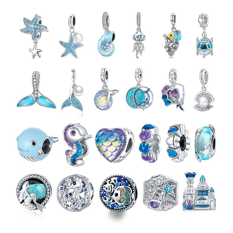 

WOSTU Authentic 925 Sterling Silver Dream Ocean Heart Beads Charms Pendants Fit Original Bracelets Women DIY Fine Jewelry Gift