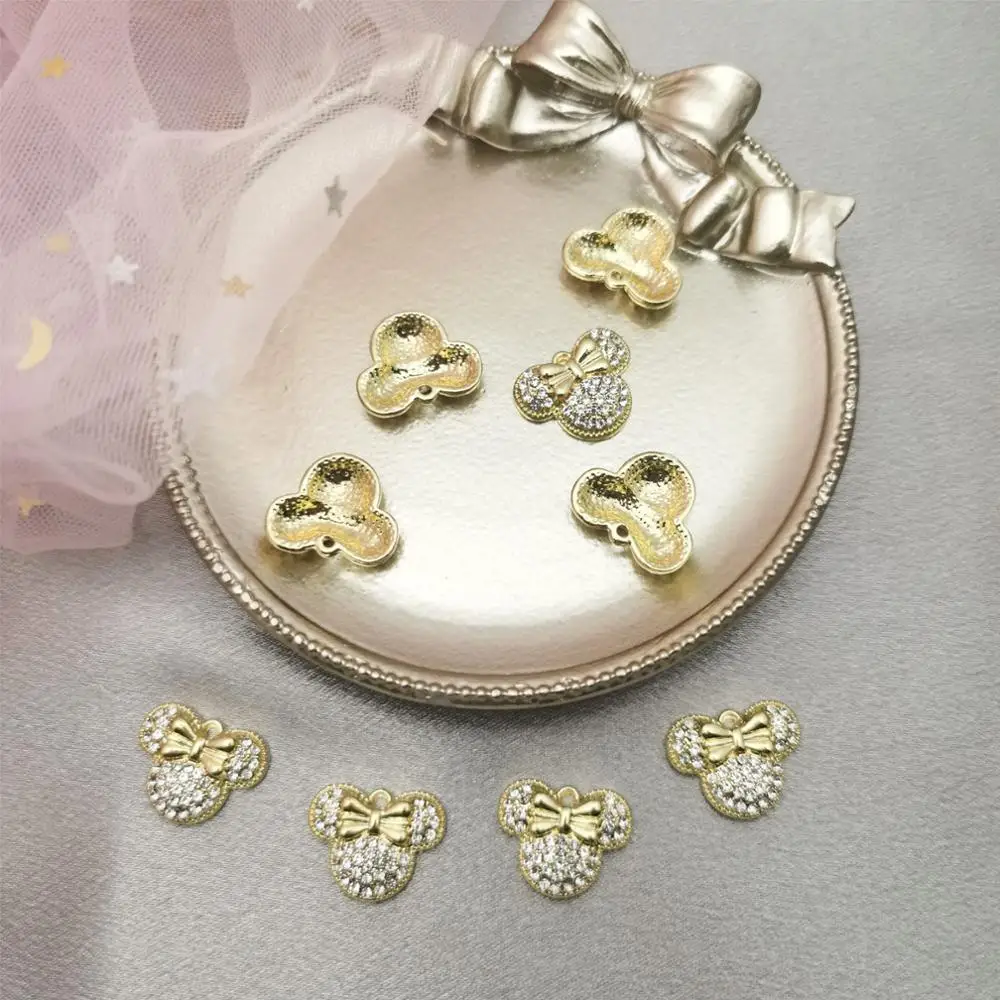 

10pcs Shinny Cute Mouse Head Charms Mickey With Crystals Simple Pendants Fit Jewelry Birthday Gift Accessories Craft Wholesale
