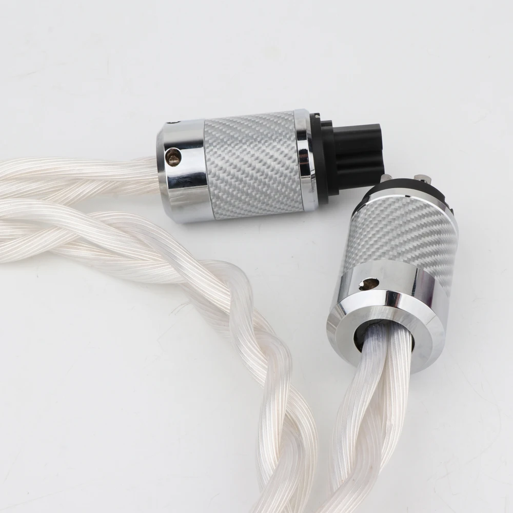 5n Occ Single Crystal Us &amp Eu Ac Audiophile Audio Amplifier Dac Filter Hifi Silver Power Cable Carbon Fiber Rhodium Plating Plug |
