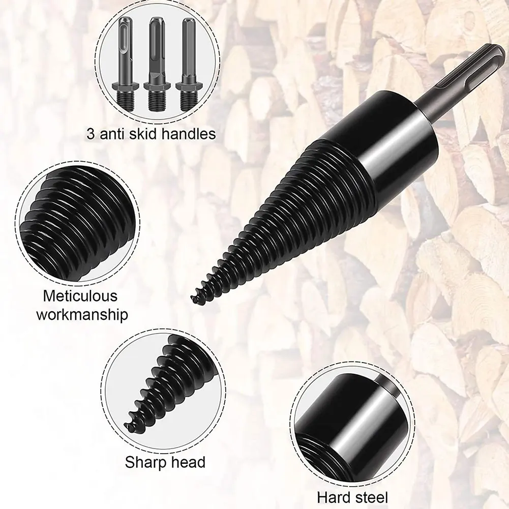 

4Pcs Hex Shank Firewood Splitter Machine Drill Wood Cone Reamer Punch Driver Drill Bit Split Drilling Bit Woodworking Tools
