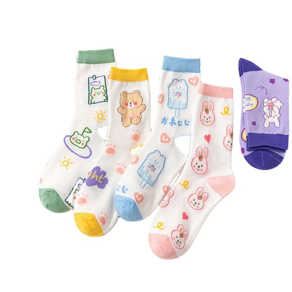 

Лидер продаж, розовые носки, женские милые носки с милым мультяшным медведем, свинькой, Кроликом, модные женские носки в японском стиле, Лоли...