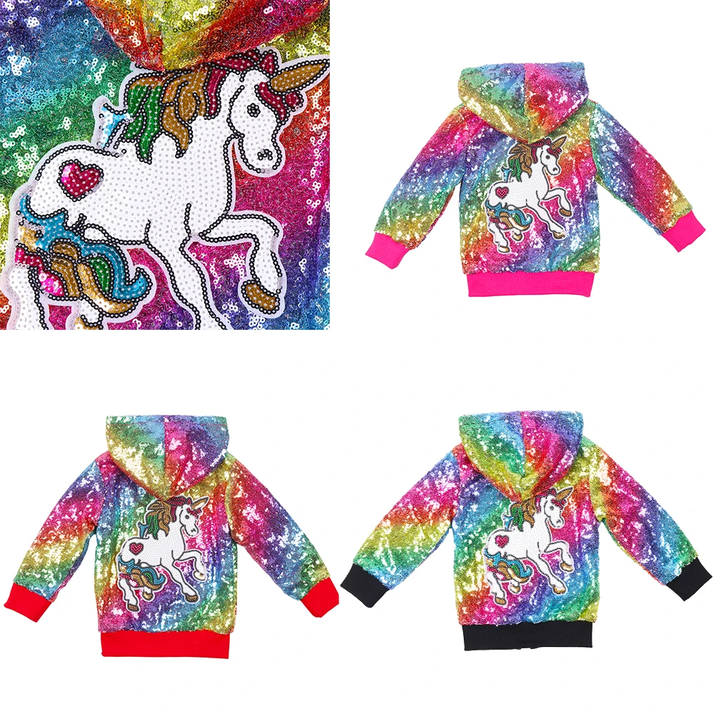 Единорог пальто куртки для маленьких девочек плотные с золотыми блёстками