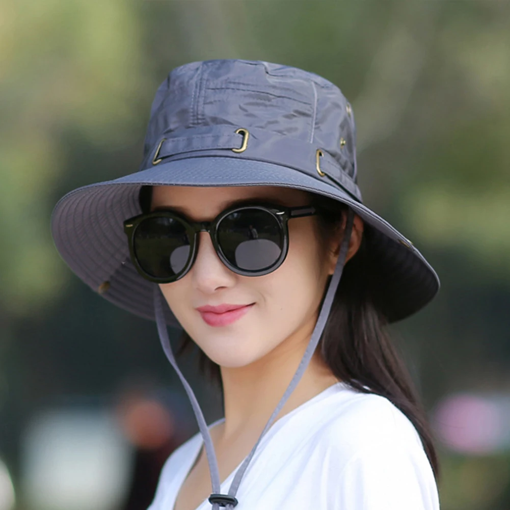 

Bucket Hats Men Women Outdoor Hiking Fishing Anti-UV Hats Summer Beach Sun Cap Holiday Wide Brim Hat