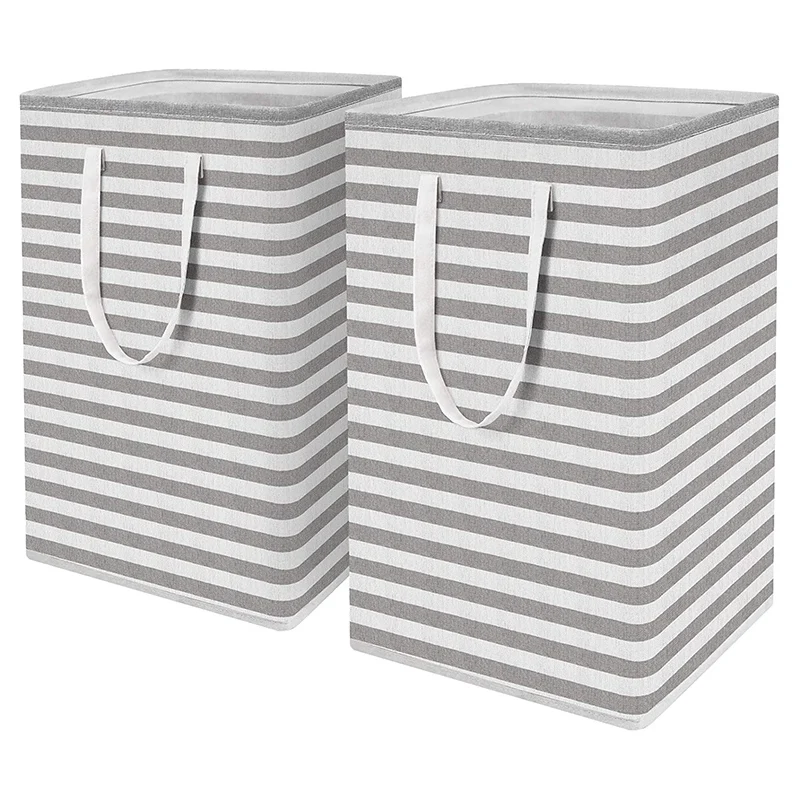 

2Pcs Laundry Hamper Collapsible Large Laundry Baskets with Easy Carry Handles Freestanding Waterproof Clothes Hamper