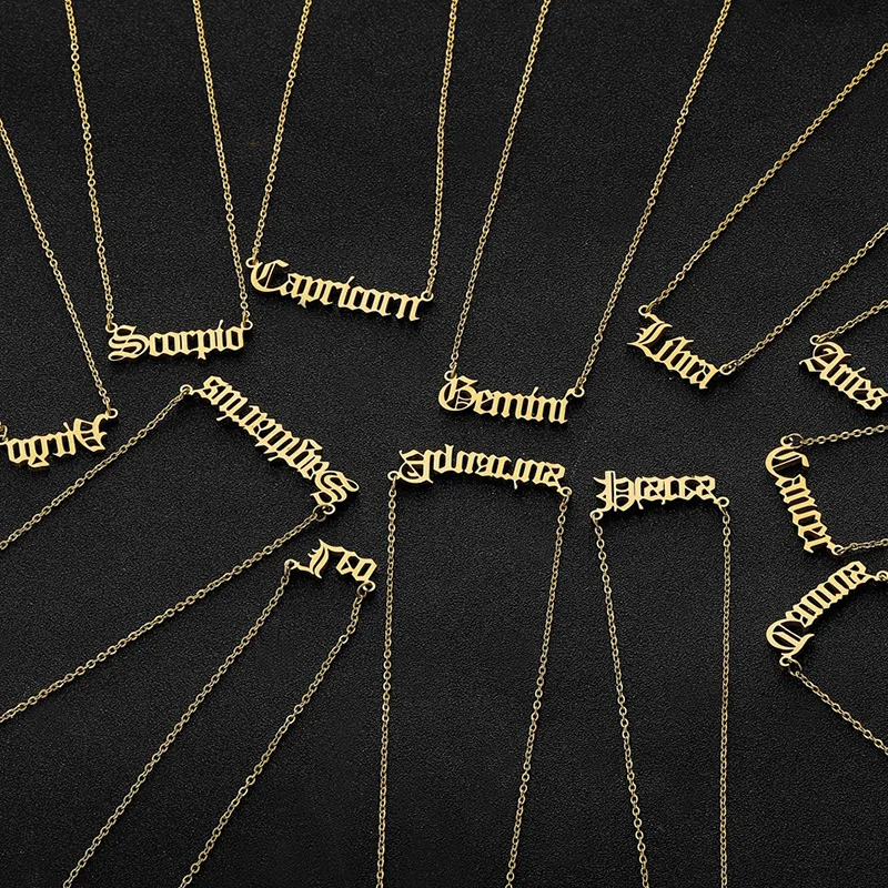 Женское колье из нержавеющей стали с 12 знаками Зодиака|Ожерелья подвеской| |