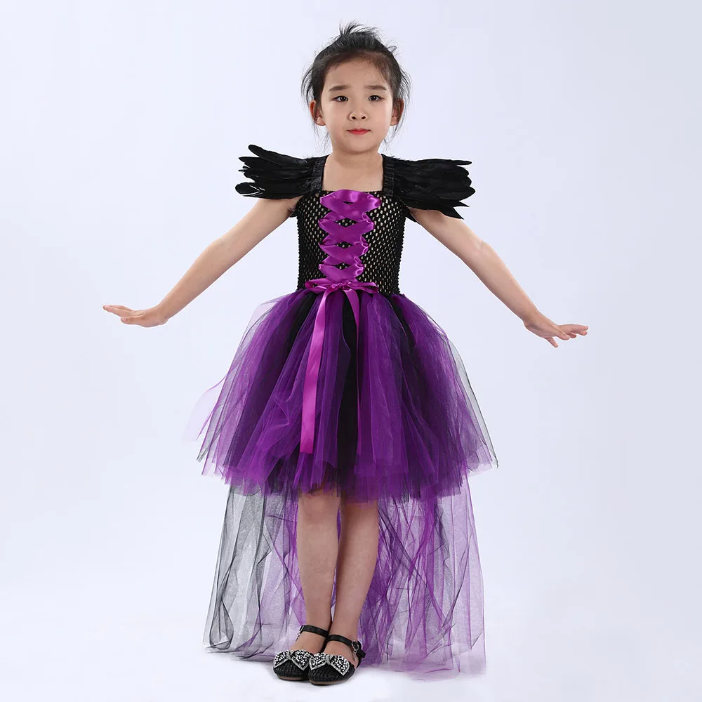 Платье-пачка злой королевы малефисент ведьма косплей костюм Дьявол Рог крыло для