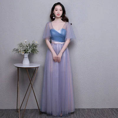 Элегантные платья невесты Гость Свадебная вечеринка Junior с плеча Выпускной синий