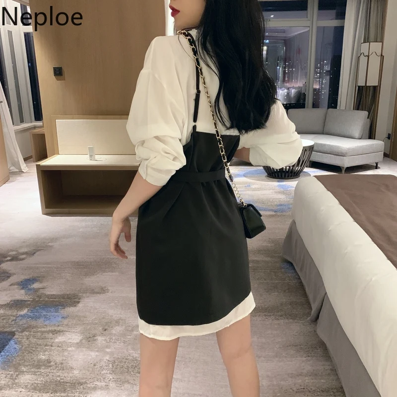 Женский костюм с платьем Neploe комплект из 2 предметов длинная белая рубашка +