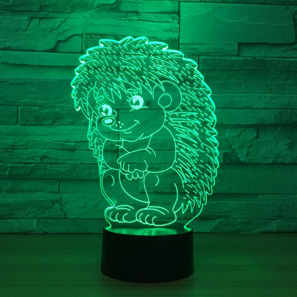 USB LED пользовательский Ежик акриловый 3D ночник цветной пульт дистанционного