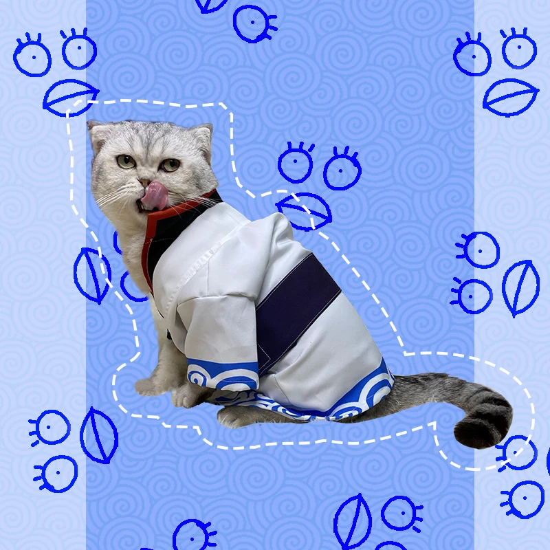 

Японское аниме GINTAMA Sakata Gintoki, маленькая кошка, весенне-осенний костюм для косплея, фотография, реквизит, Декор, одежда для домашних животных, ...